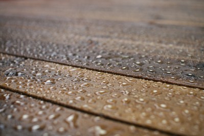 raindrops on protected wood